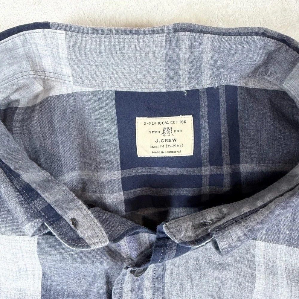 Lot of 2 J. Crew Men's Medium Plaid Button-Down Shirts - Navy and Red Plaid